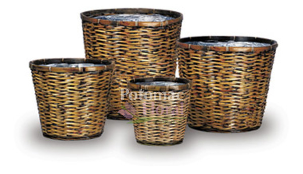 Brown Stained Pot Cover Basket for 6" Pot - Potomac Floral Wholesale