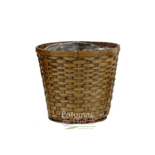 Brown Stain Bamboo Pot Cover for 8" Pot - Potomac Floral