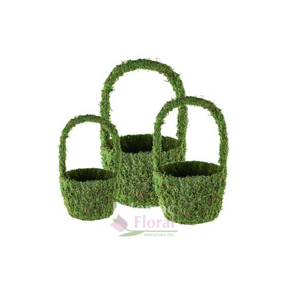 Louisa Green Moss Basket Set of 3 Potomac Floral Wholesale