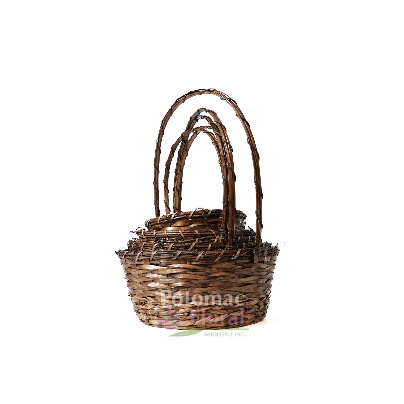 Vine Round Basket Set of 5 6",7",8",9",10" Sizes Potomac Floral