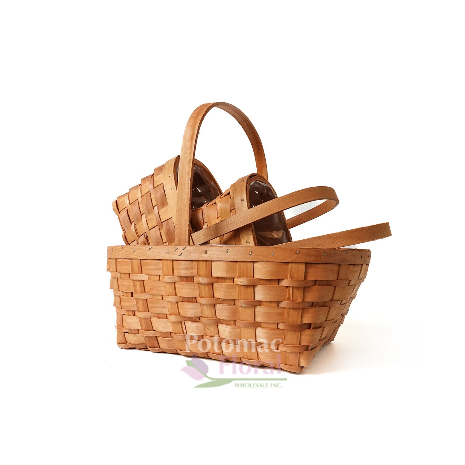 Set of 3 Wooden Basket Oval Honey Potomac Floral Wholesale