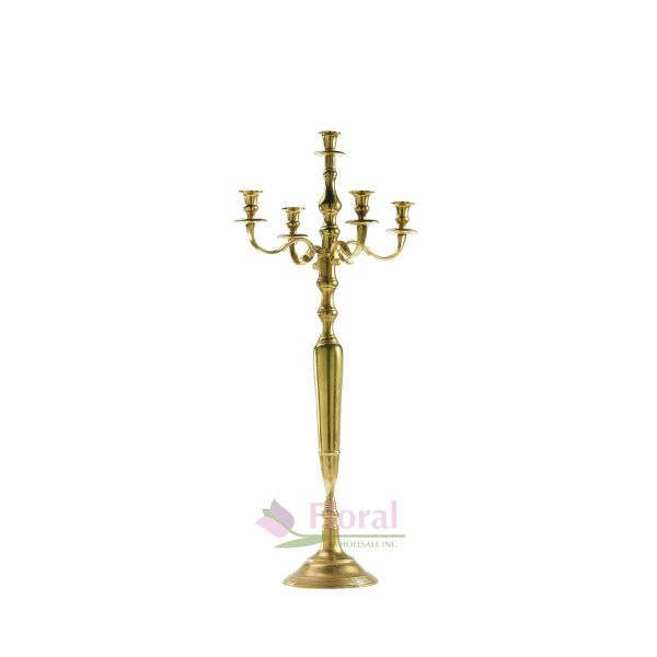 9 x 6 in Gold 5 Arm Metal Candelabra Taper Candle Holder