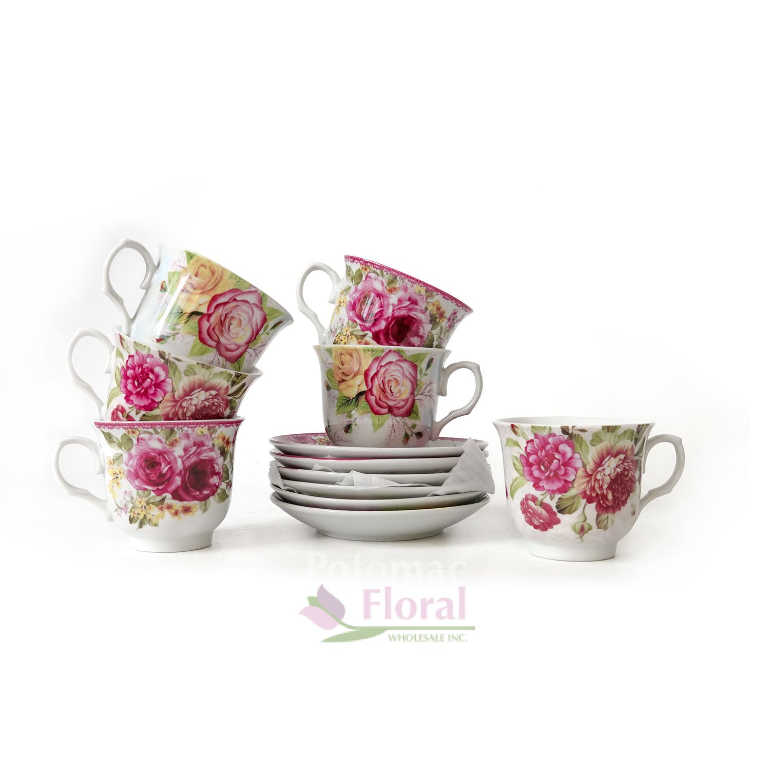 Ceramic Floral Tea Cup and Saucer Potomac Floral Wholesale