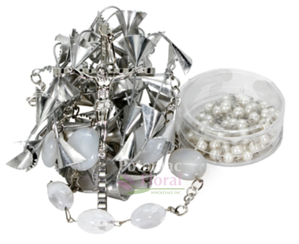 Silver Eternal Rosary 50 Beads - Potomac Floral Wholesale