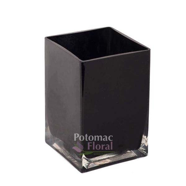 Black Glass Square 6 Quot Tall X 4 Quot X 4 Potomac Floral