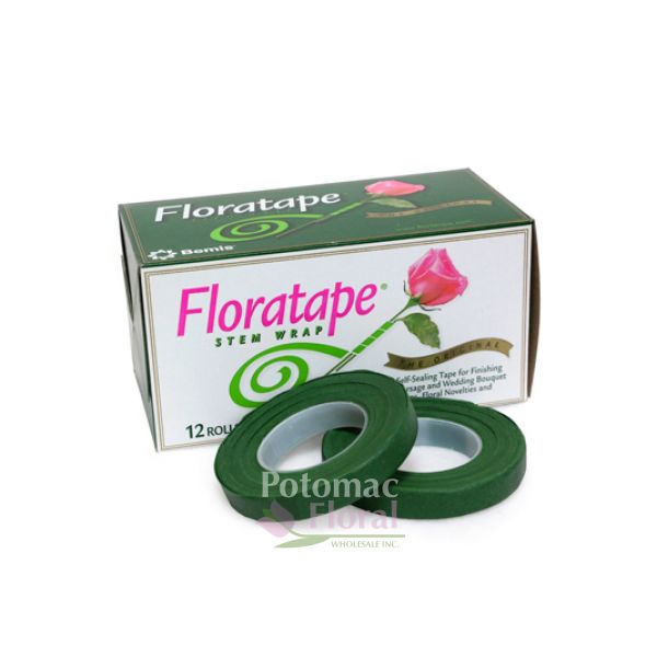1/2 Green Floratape Stem Wrap (3 Rolls) - Wholesale - Blooms By The Box