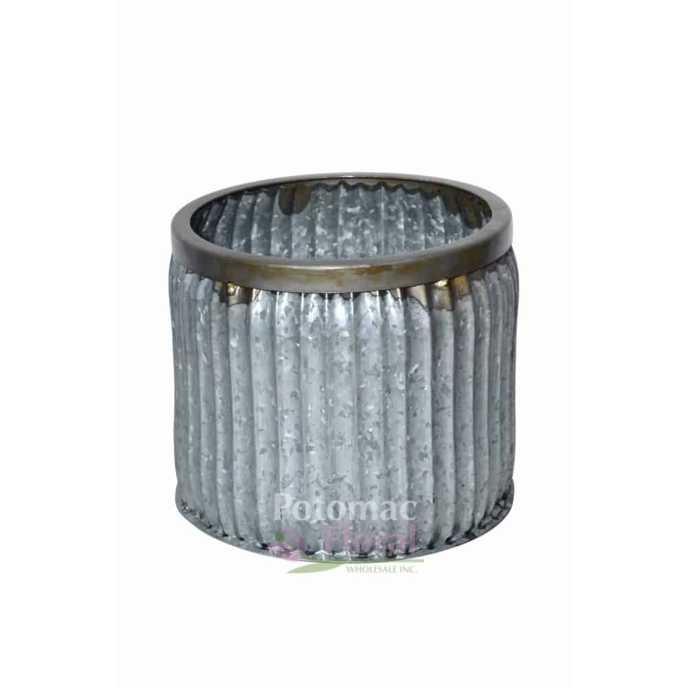 Rustic Galvanized Drum Pot 10" Tall x 111/2" Diameter Potomac Floral