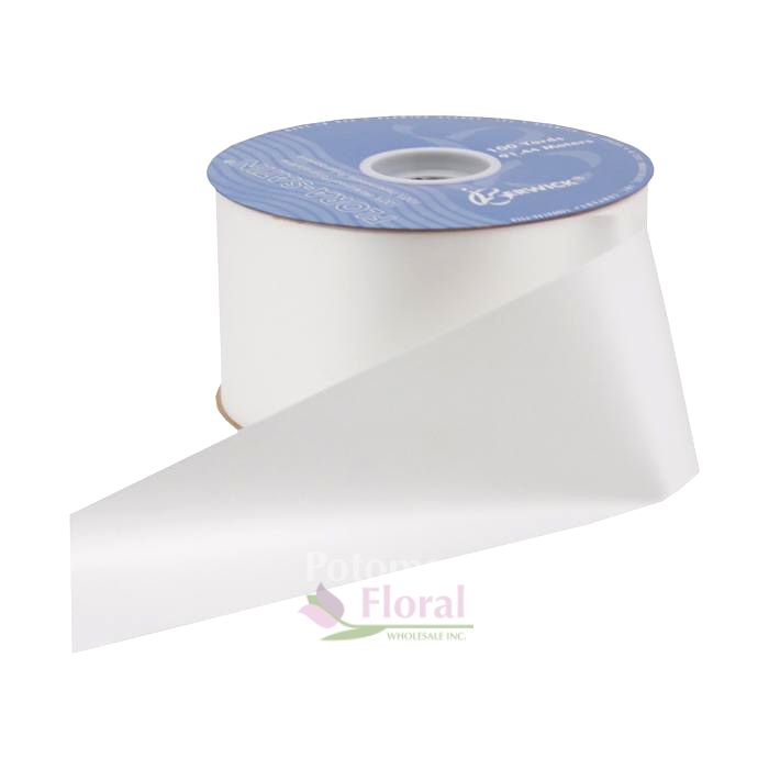 Flora-Satin Weatherproof Ribbon #40 White x 100 Yards - Potomac Floral ...