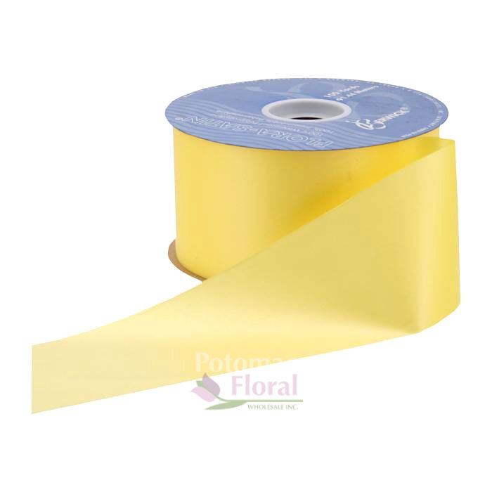 Flora-Satin Weatherproof Ribbon #40 Yellow x 100 Yards - Potomac Floral ...