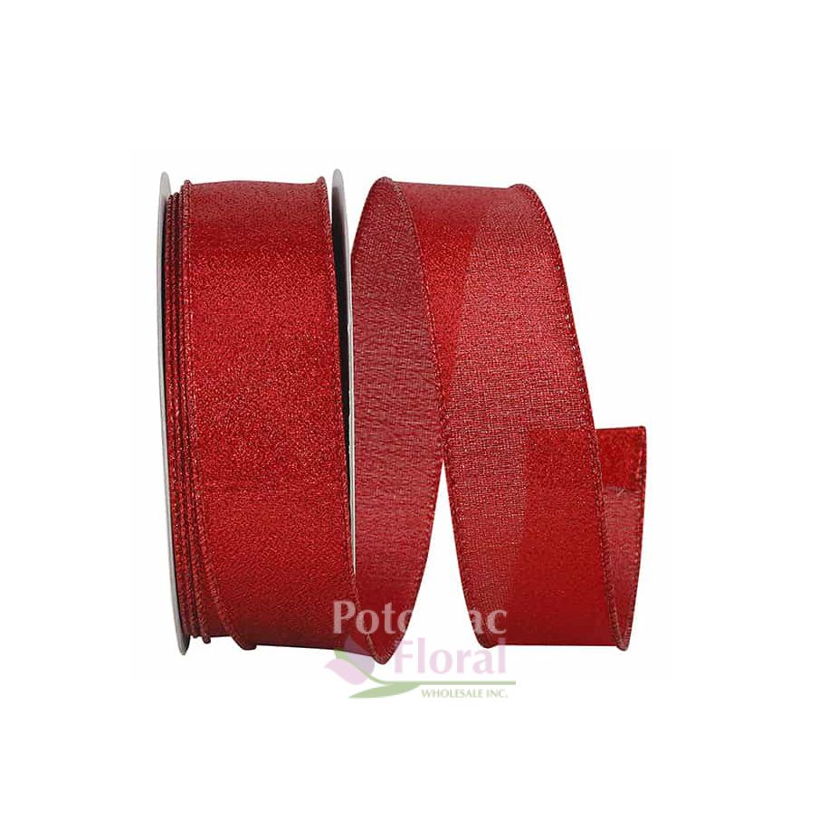 Wired Sparkle Red Metallic Display Ribbon #9 x 20 Yards - Potomac ...