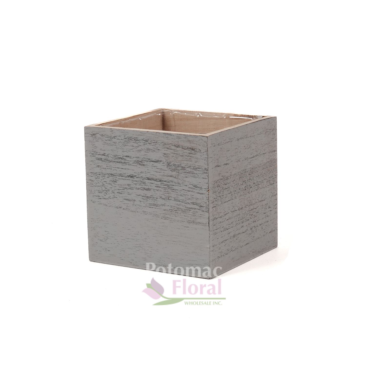 Square 5" Cube Gray Wood Box Potomac Floral Wholesale