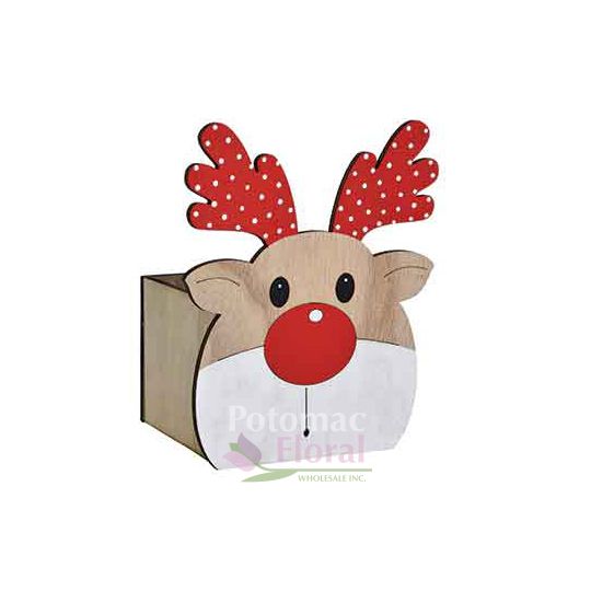 Wooden 4.5" Reindeer Box Cube Potomac Floral Wholesale